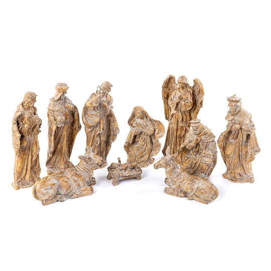 Glitzhome® 10-Piece Bronze Resin Nativity Figurine Set | 8.75" x 4.75" x 18.5" | Michaels®
